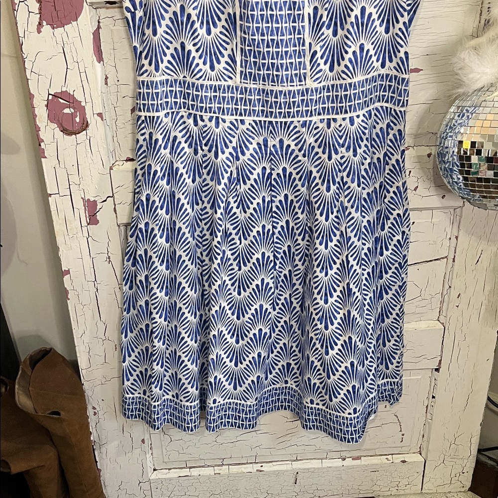 Talbots Fit and Flare Geometric Print Midi Dress Size 12 in EUC - Picture 5 of 7